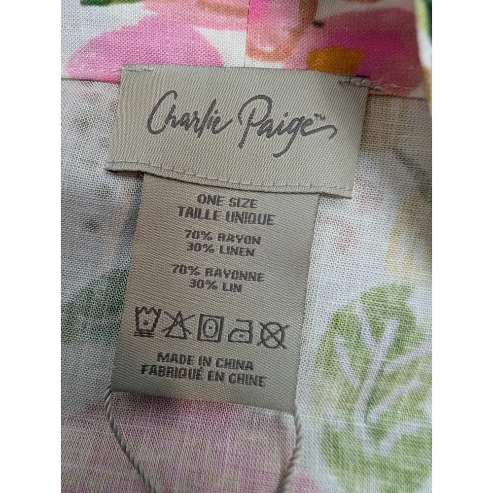 Charlie Paige x Suzanne Allard Cover Up Linen Blend Pink Floral Boho One Size‎